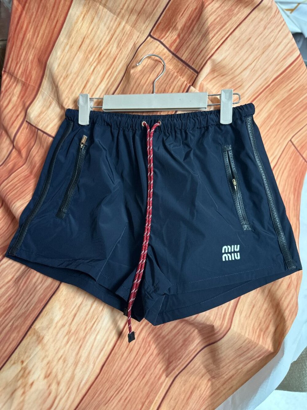 Miu Miu Navy blue lightweight nylon sport shorts